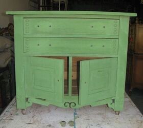 revamping vintage finds, painted furniture, After two coats of milk paint but before waxing