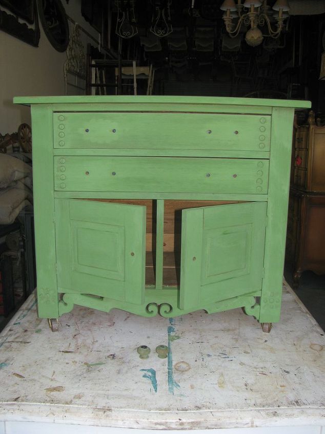 revamping vintage finds, painted furniture, After two coats of milk paint but before waxing