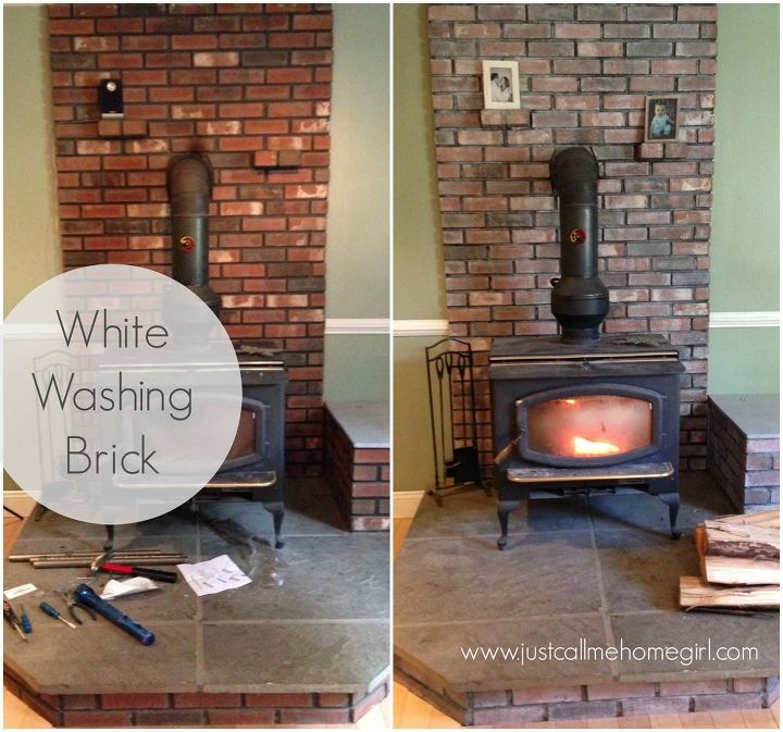 how to white wash brick, concrete masonry, fireplaces mantels, painting