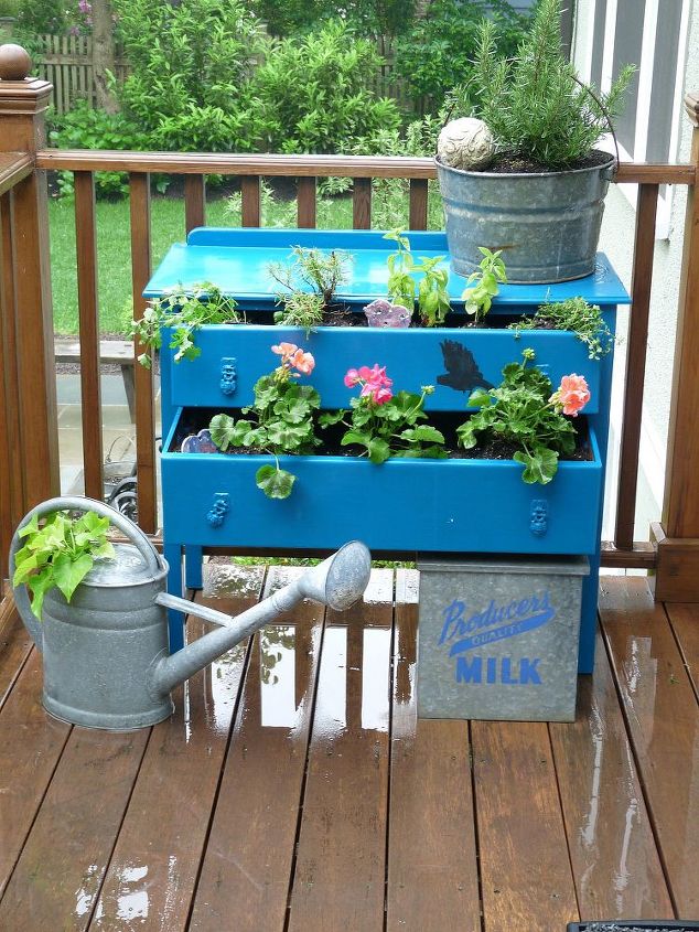 my whimsical dresser planter featured in flea market gardens magazine, gardening, repurposing upcycling, A pleasure to cut herbs from this beauty See more pics and get full details