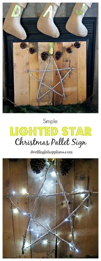 simple lighted star christmas pallet sign, christmas decorations, crafts, pallet, seasonal holiday decor, woodworking projects