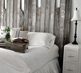 reclaimed wooden headboard, home decor, woodworking projects, Salvaged boards create an interesting rustic headboard
