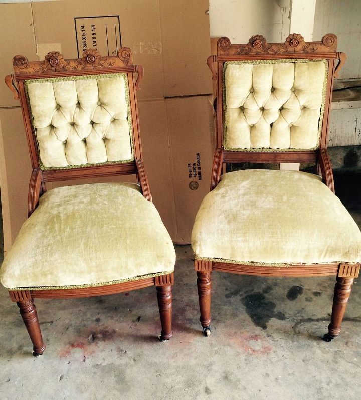 antique parlor chair update, reupholster, Before