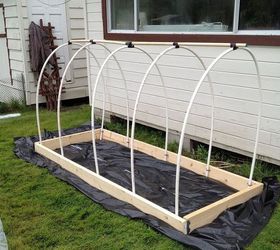 my proudest diy, diy, gardening, how to, Make a frame out of 2x4 s and gently bend the PVC hoops