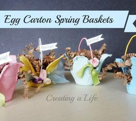 Mini cestas de primavera de cartón de huevos reciclado