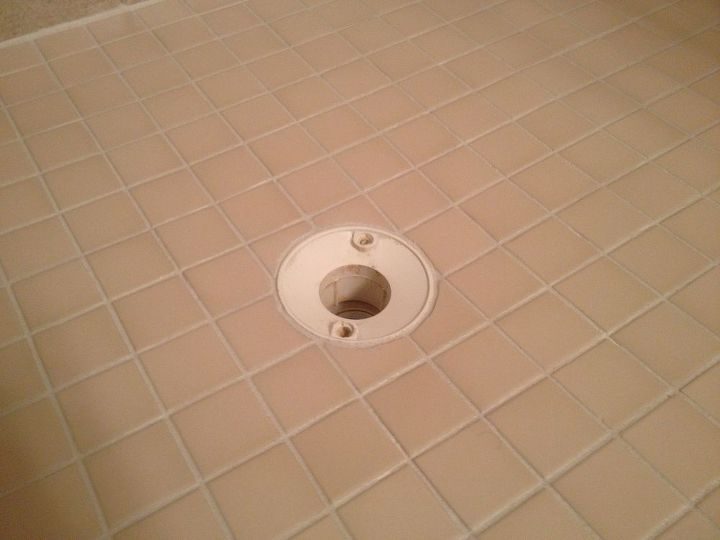 shower grout that doesn t stain or need sealed ever, bathroom ideas, home maintenance repairs, This is the new epoxy grout the floor drain doesn t have it s cover because the grout isn t cured yet