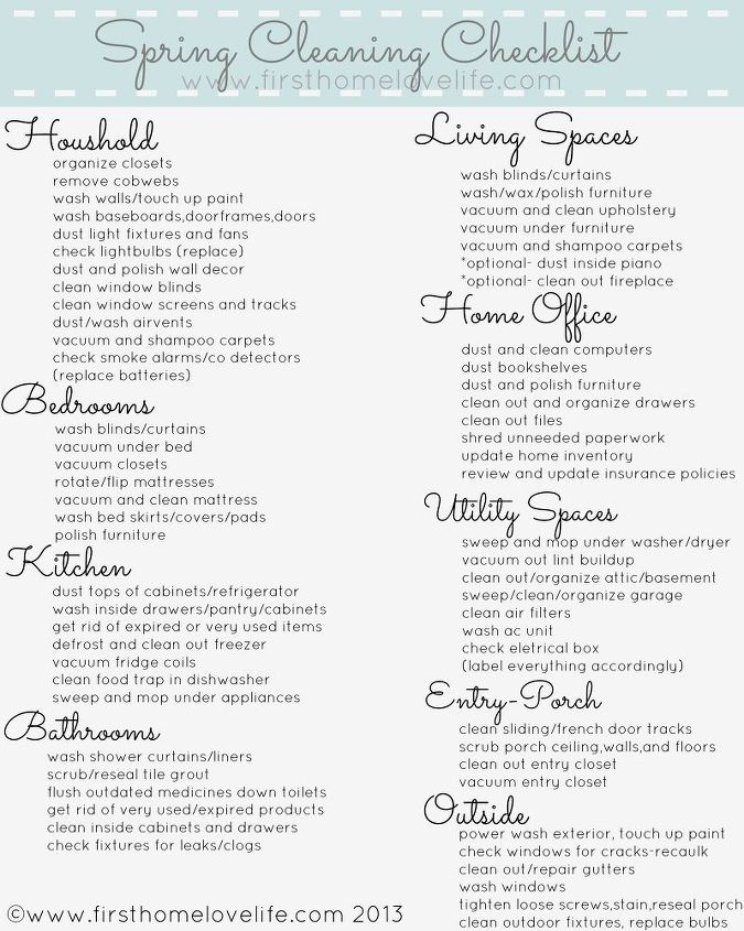 spring cleaning checklist, cleaning tips
