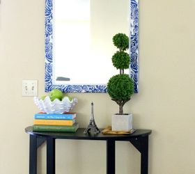 unusual mirror makeover, crafts, decoupage, home decor, I love my new mirror Made with Mod Podge and Target napkins