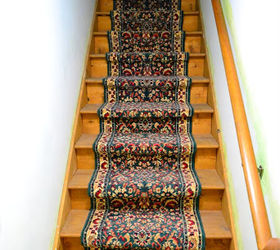 painted staircase bare wood runner, painting, stairs, old carpet runner before