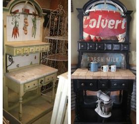 bakers rack turned coffee station, painted furniture, repurposing upcycling, Before and After Photo