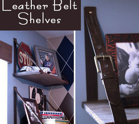 using mens belts to create cool hanging shelves, shelving ideas