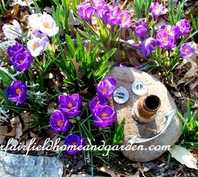repurposing in the garden, gardening, repurposing upcycling, rock and junk drawer items turned into a garden accent