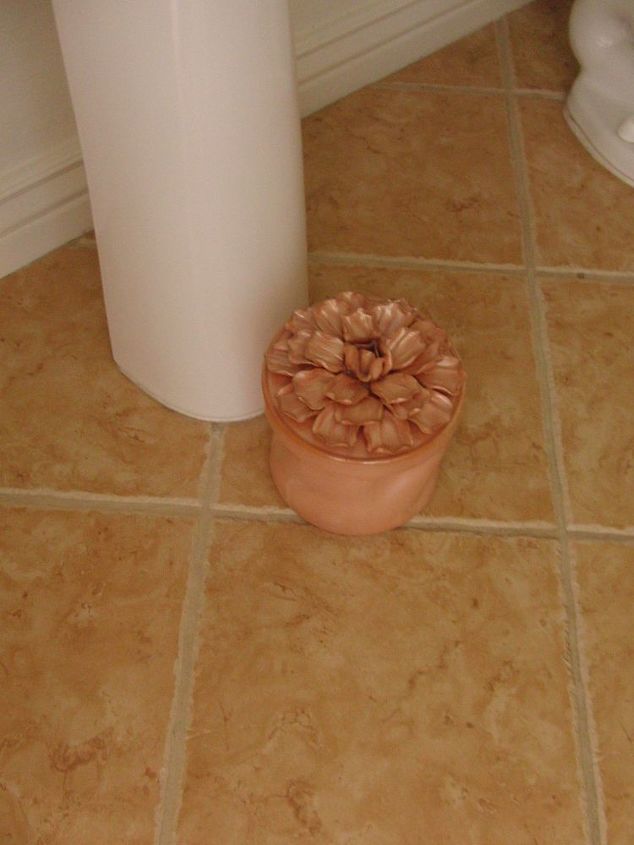 added storage for bathroom with pedestal sink, cleaning tips