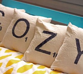 diy scrabble letter pillows from drop clothes, crafts, how to, reupholster