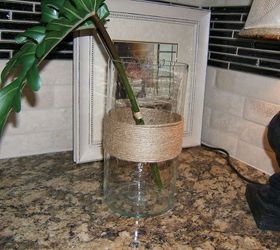 sisal twine for decorative items, crafts, home decor, Sisal twine added to a seed glass vase