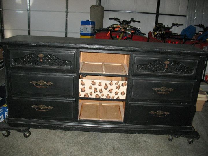 the perfect entertainment set on a budget, painted furniture, repurposing upcycling, The doors from the middle were missing and the drawers were all painted with an animal print