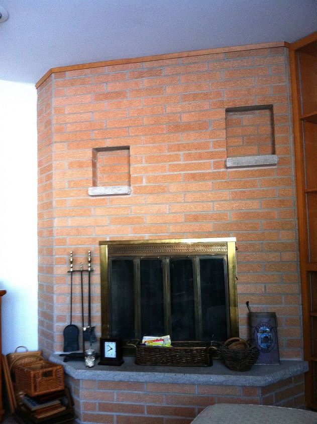 help update my 70 s fireplace, Ugly orange brick fireplace