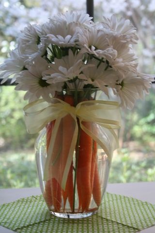 easy easter decorating, christmas decorations, easter decorations, seasonal holiday d cor, Carrots and flowers from the garden combined in a jar and not only do you have a beautiful arrangement but the combination of aromas lingers for days