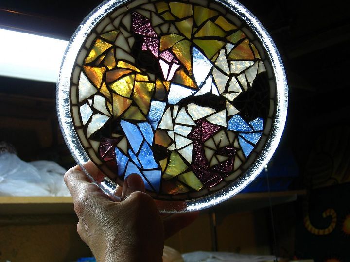 stained glass mosaic trivet, crafts, The clear back makes it beautiful as a display piece or for practical use