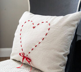 ribbon heart drop cloth pillow, crafts, how to, seasonal holiday decor, valentines day ideas