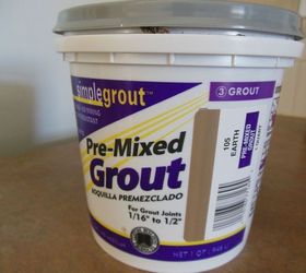 grouted vinyl tile, bathroom ideas, flooring, tile flooring, tiling, We picked up the grout at Home Depot It was about 10 for this pre mixed but I m using it for another room as well so the cost for this is actually only 5