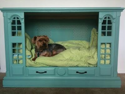 doggie bed, painted furniture, repurposing upcycling, Reuse an old TV cabinet for a customized dog bed