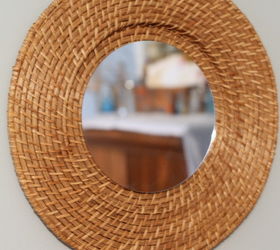 woven mirror from a 1 plate charger, crafts, Learn how to turn a 1 thrift store plate charger into a gorgeous knock off mirror