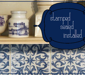 diy stamped tile splashback, how to, kitchen backsplash, kitchen design, painting