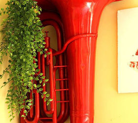 repurposed red hot tuba to decorative wall planter, crafts, gardening, home decor, painted furniture, repurposing upcycling