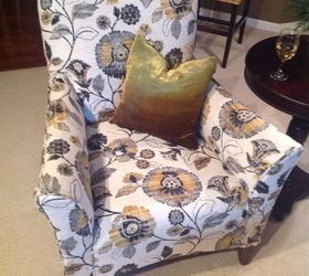 diy first time chair reupholstery project, painted furniture, reupholster, Finished