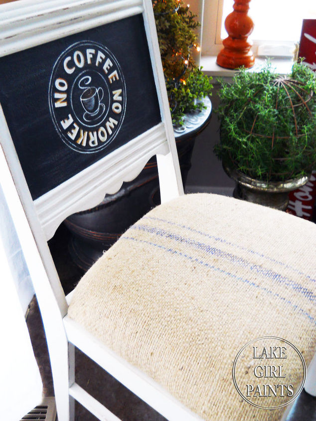 coffee and chalkboard inspired chair design, painted furniture