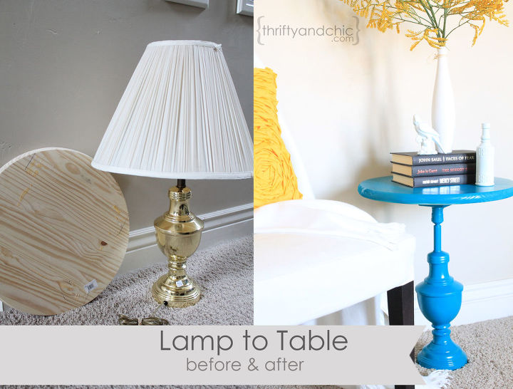 repurposing an old lamp into a table, painted furniture, repurposing upcycling, Lamp before to table after