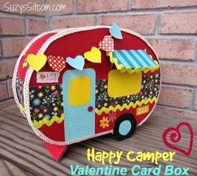 happy camper valentine card box, crafts, how to, seasonal holiday decor, valentines day ideas