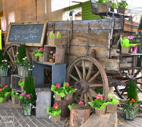 outrageous garden features and toolkit making ht meetup at milner, flowers, gardening, perennials, repurposing upcycling, When you first walked into the store you were greeted with this cool wagon decked out in pretty blooms Outstanding eye grab