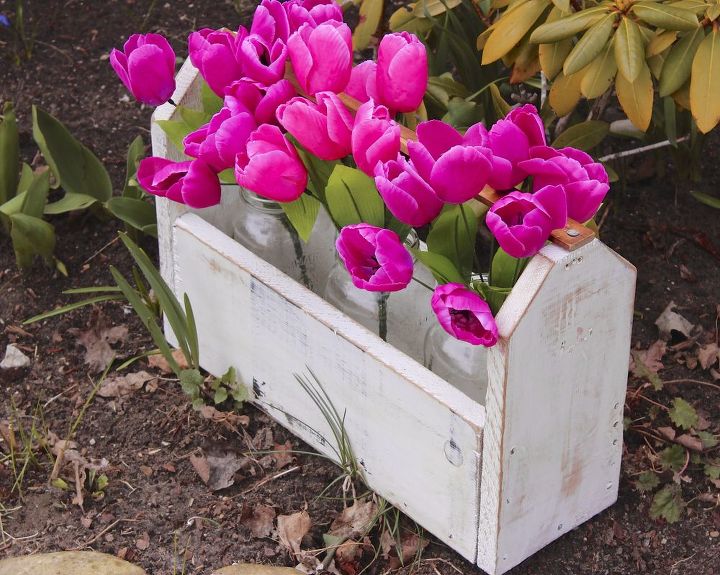 my funky junk inspired tool caddy, gardening, repurposing upcycling, This old neglected tool box got a new life with some white chalk paint