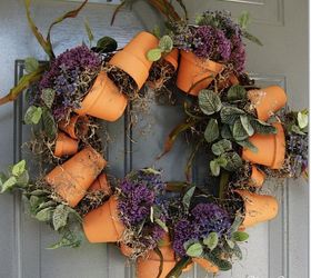 got some leftover flower pots make a wreath, crafts, repurposing upcycling, wreaths, Super easy wreath made from flower pots