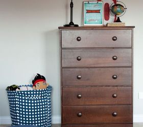 from crib to big boy bed a room makeover, bedroom ideas, home decor, A fun polka dot laundry hamper doubles as toy storage