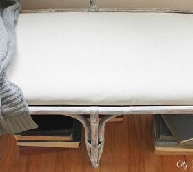how to get the restoration hardware look for less, painted furniture, reupholster, Using a drop cloth gives the bench a neutral textured look resembling Restoration Hardware