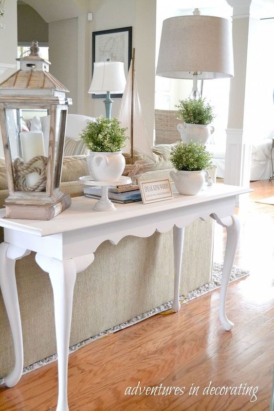 a simple vignette, home decor, A simple Spring vignette on the lookout for a narrow basket or trunk for underneath the table and then it will be complete