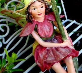 diy project mother s day fairy garden, gardening, Tulip Fairy in her birdbath garden