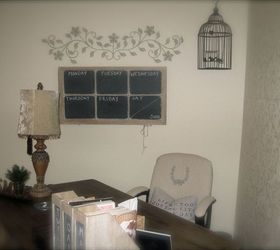 old window turned into a chalkboard calendar, diy, repurposing upcycling, Hung it in my new home office space
