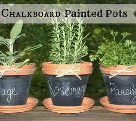 chalkboard painted pots, chalkboard paint, crafts, gardening
