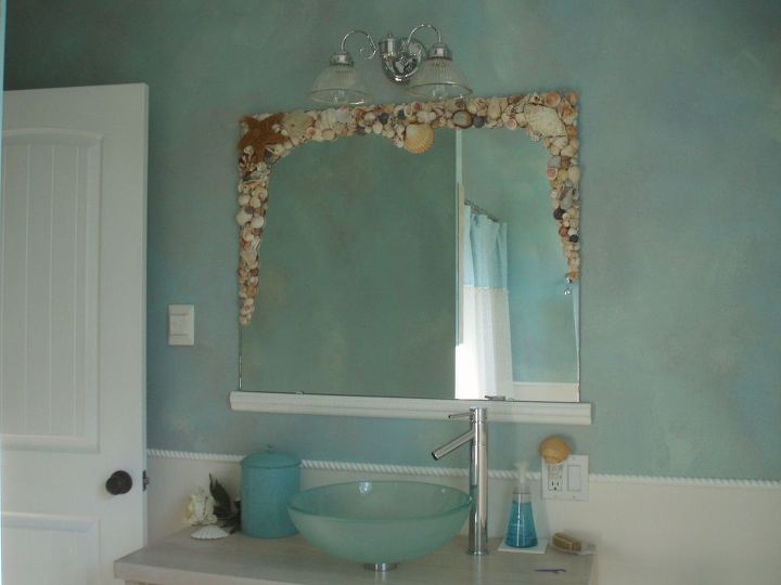 bathroom mirror redo, crafts, Right at home