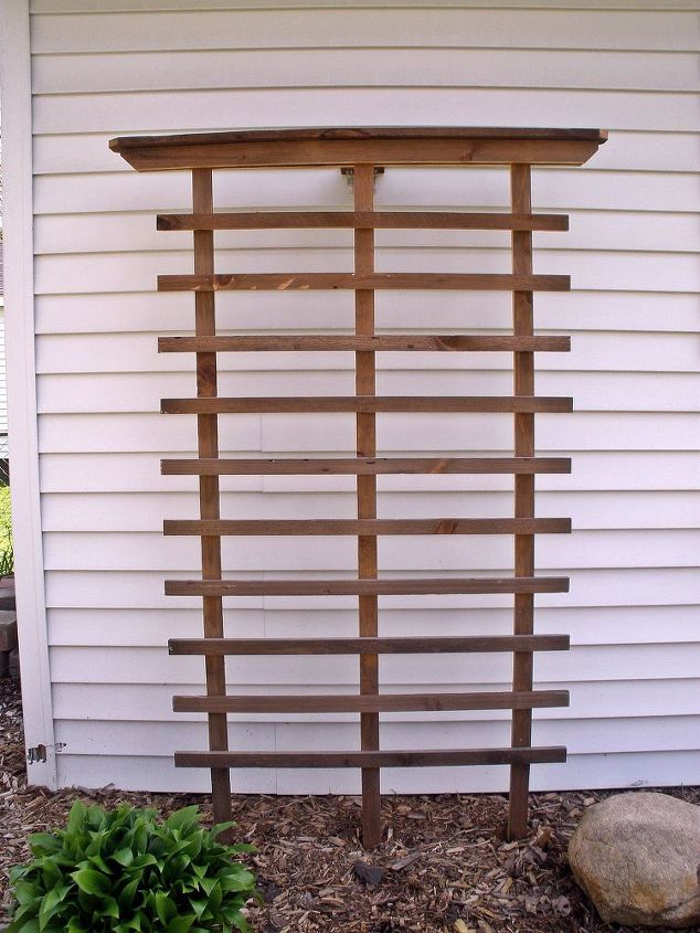 trellis art project, curb appeal, gardening, I had some left over cedar planks in my garage So I build this trellises last summer