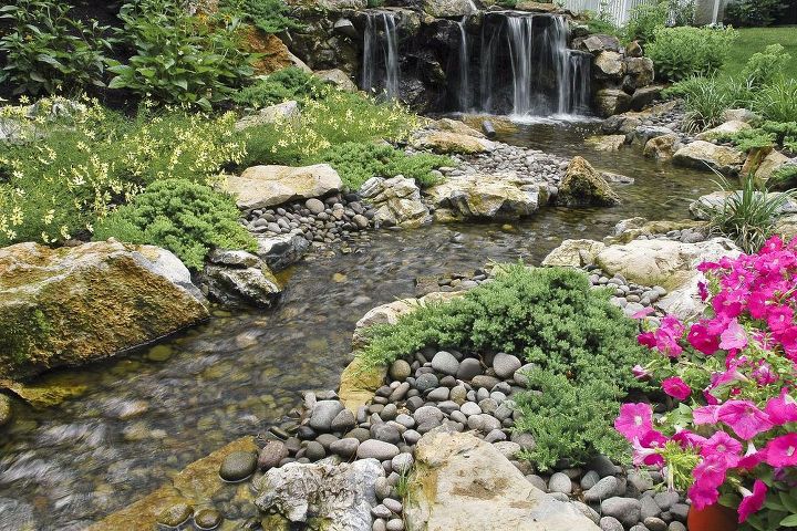fun beautiful and safe for kids think pondless waterfall and stream, Water trickles through the the river gravel A lot of attention is paid to the stream edges to make them look real