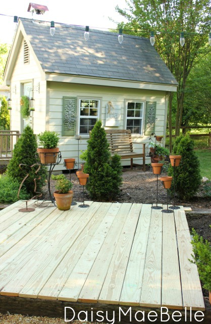 easy deck with concrete blocks and railroad ties, decks, diy, This is the completed deck