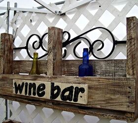 pallet wine bar, painting, pallet, woodworking projects, Updated version with metal back piece