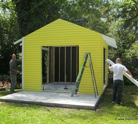 sunny artist studio shed, home improvement, outdoor living, Installing the shed