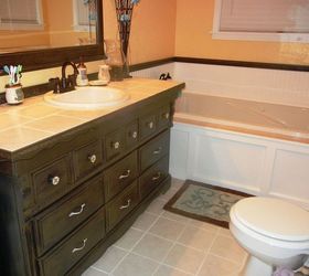 dresser to bathroom vanity, bathroom ideas, home decor, painted furniture, repurposing upcycling, Now the Beautiful After