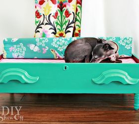 spoiling the dog diy dog bed repurposed dresser drawer, painted furniture, repurposing upcycling, DIY dresser drawer dog bed no parasol for